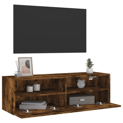 vidaXL TV Wall Cabinet Smoked Oak 100x30x30 cm Engineered Wood
