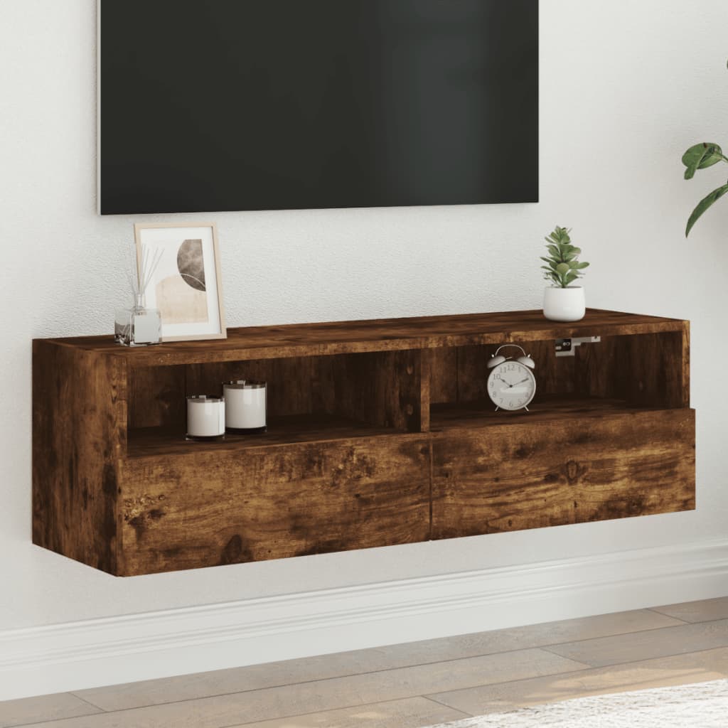 vidaXL TV Wall Cabinet Smoked Oak 100x30x30 cm Engineered Wood