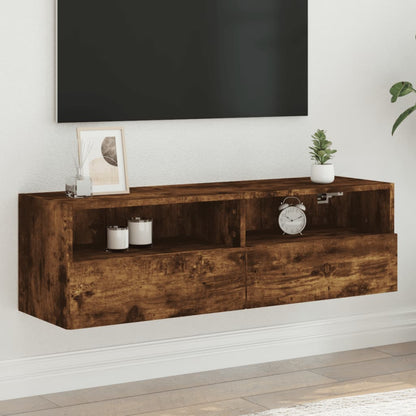 vidaXL TV Wall Cabinet Smoked Oak 100x30x30 cm Engineered Wood