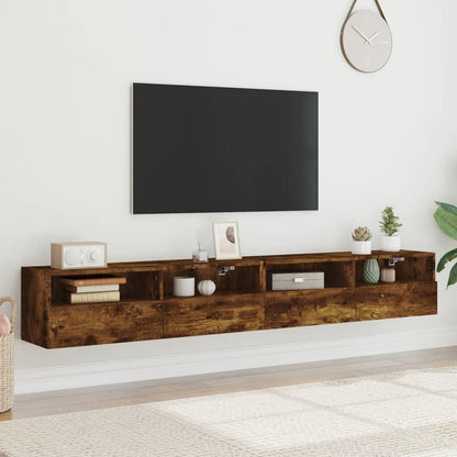 vidaXL TV Wall Cabinet | Set of 2 | Smoked Oak | Engineered Wood