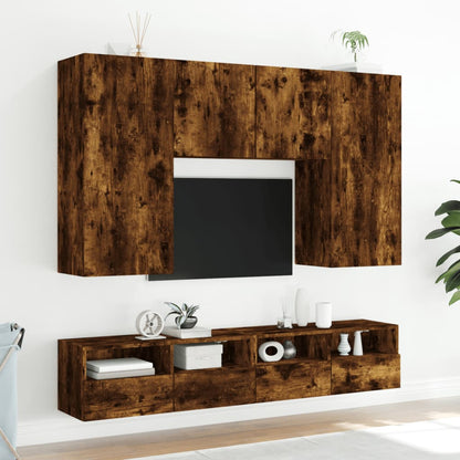 vidaXL TV Wall Cabinet | Set of 2 | Smoked Oak | Engineered Wood