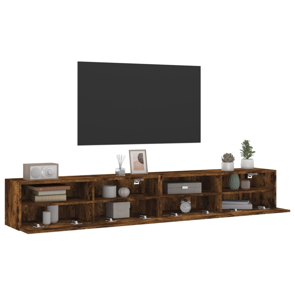 vidaXL TV Wall Cabinet | Set of 2 | Smoked Oak | Engineered Wood