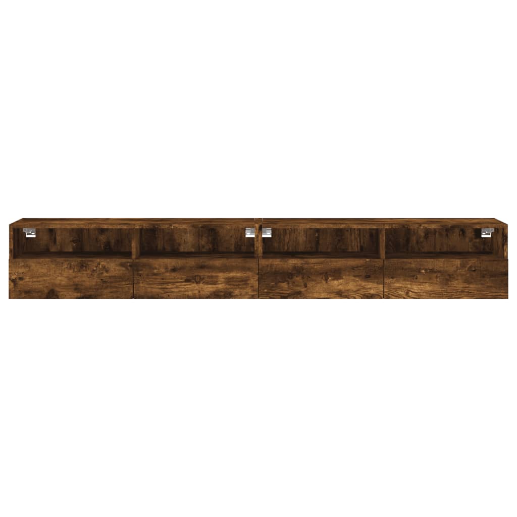 vidaXL TV Wall Cabinet | Set of 2 | Smoked Oak | Engineered Wood