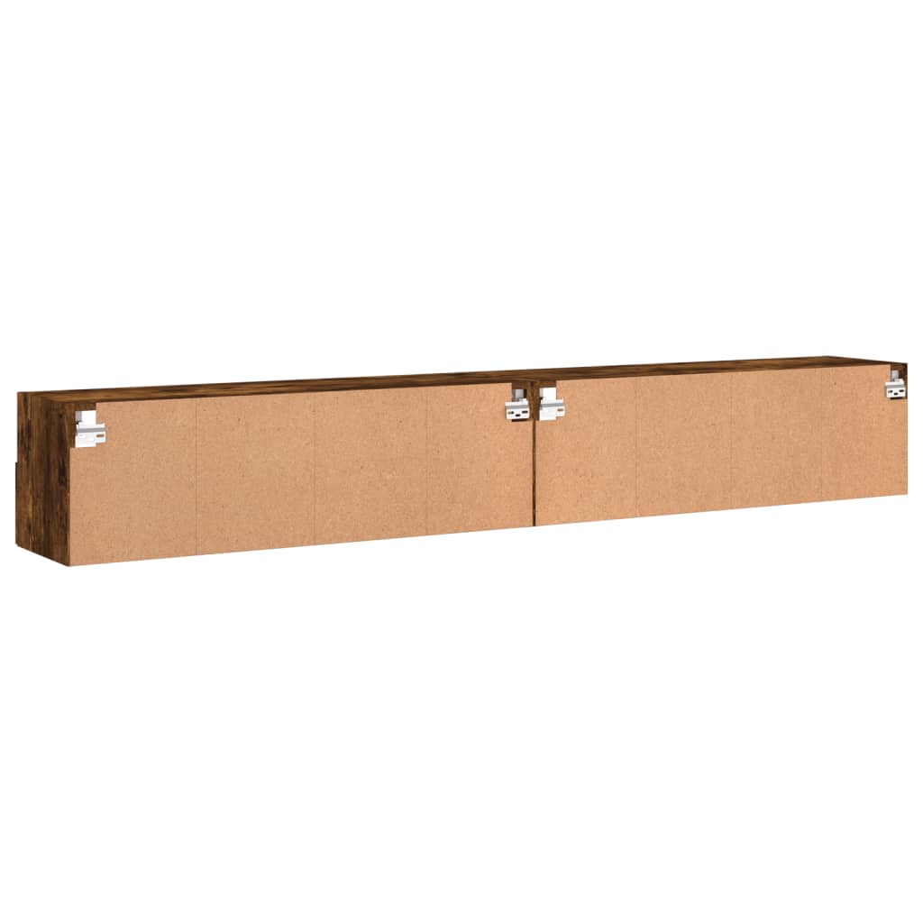vidaXL TV Wall Cabinet | Set of 2 | Smoked Oak | Engineered Wood