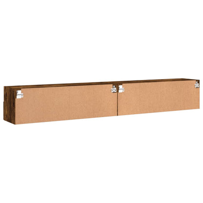 vidaXL TV Wall Cabinet | Set of 2 | Smoked Oak | Engineered Wood