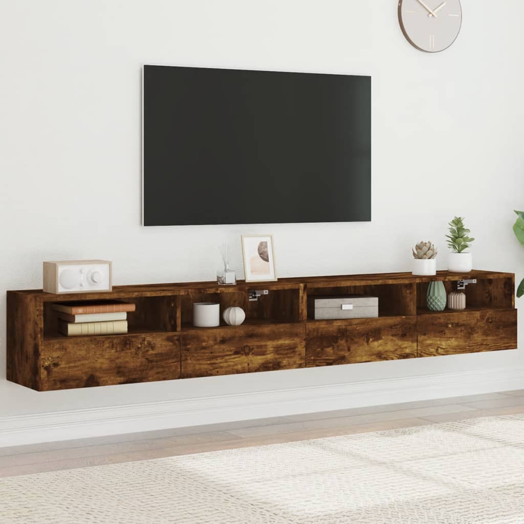 vidaXL TV Wall Cabinet | Set of 2 | Smoked Oak | Engineered Wood