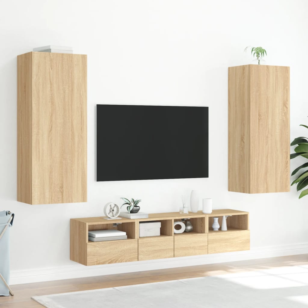 vidaXL TV Wall Cabinet Sonoma Oak 40.5x30x102 cm Engineered Wood