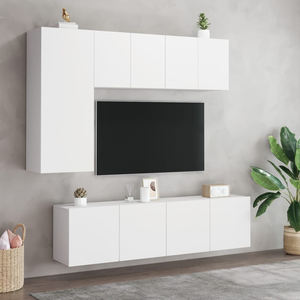 vidaXL 2 Piece Wall-mounted TV Cabinet Set White 60x30x41 cm