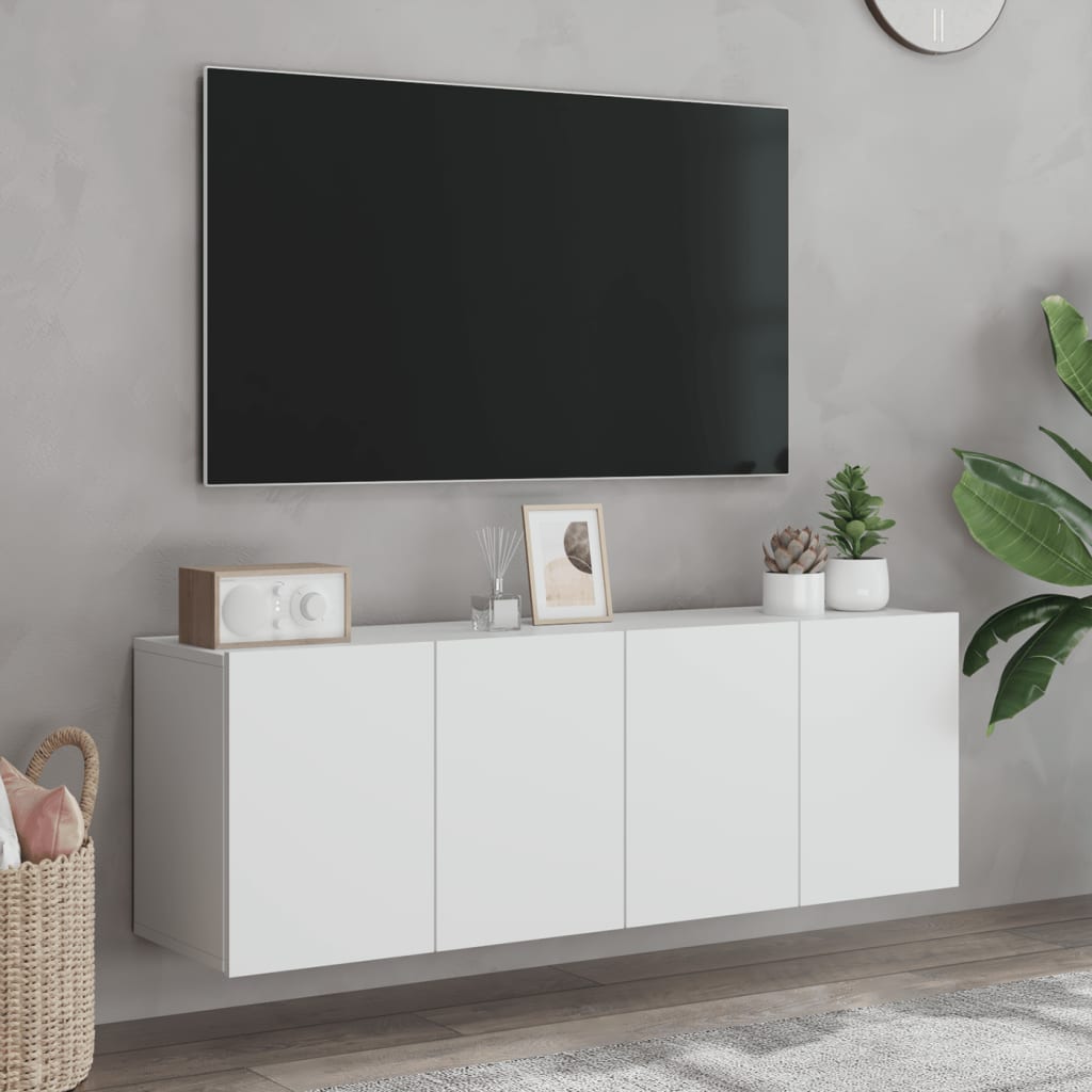 vidaXL 2 Piece Wall-mounted TV Cabinet Set White 60x30x41 cm