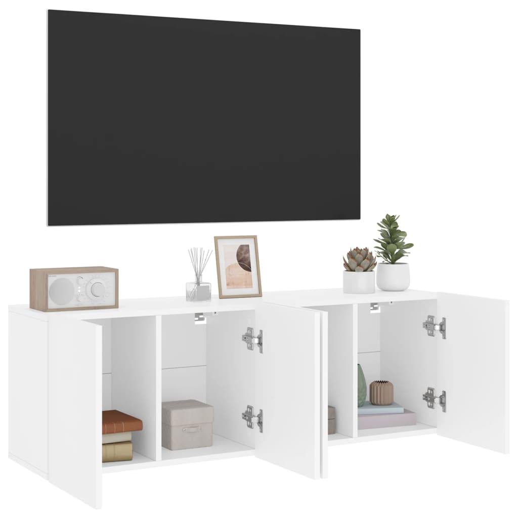 vidaXL 2 Piece Wall-mounted TV Cabinet Set White 60x30x41 cm