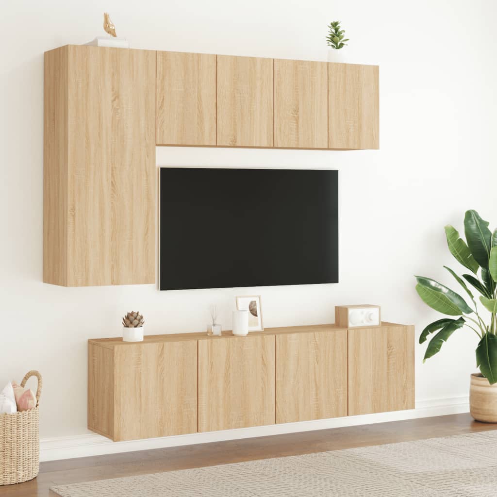 vidaXL 2 Piece Wall-mounted TV Cabinet Set Sonoma Oak 60x30x41 cm