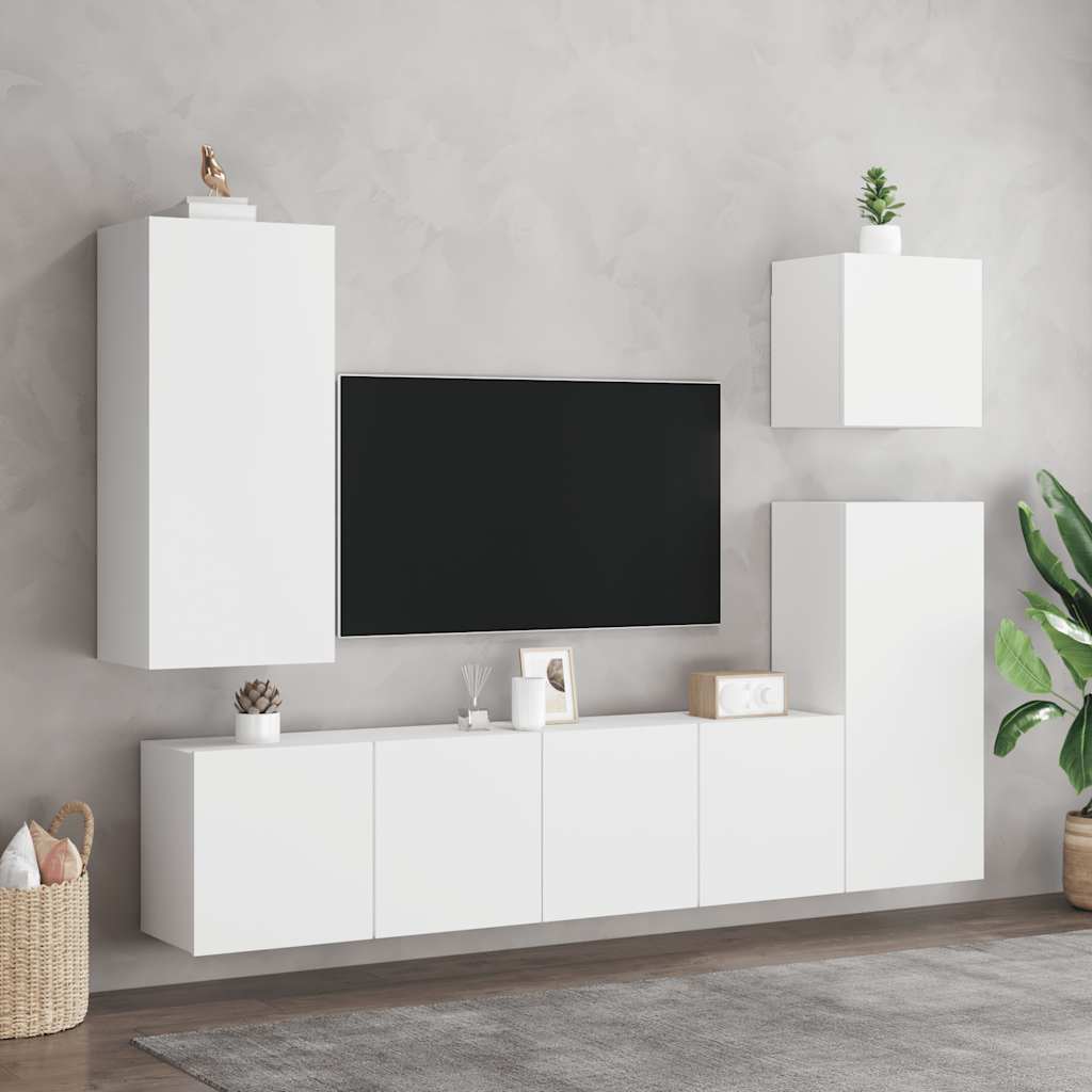 vidaXL 2 Piece Wall-mounted TV Cabinet Set White 80x30x41 cm