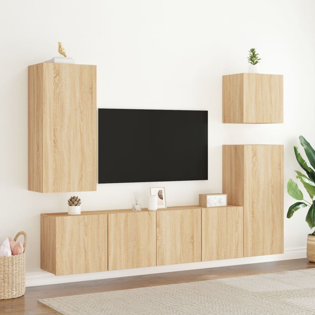 vidaXL 2 Piece Wall-mounted TV Cabinet Set Sonoma Oak 80x30x41 cm