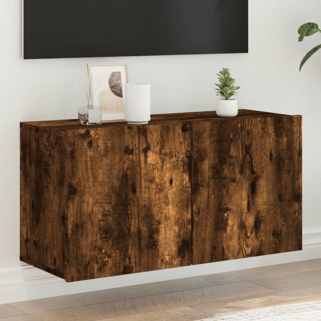 vidaXL TV Cabinet Wall-mounted Smoked Oak 80x30x41 cm
