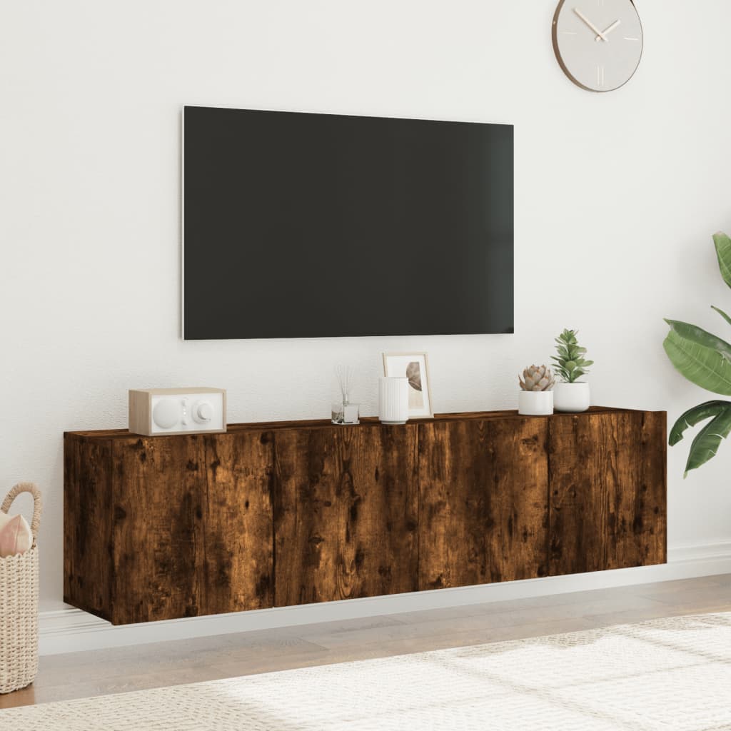 vidaXL 2 Piece Wall-mounted TV Cabinet Set Smoked Oak 80x30x41 cm