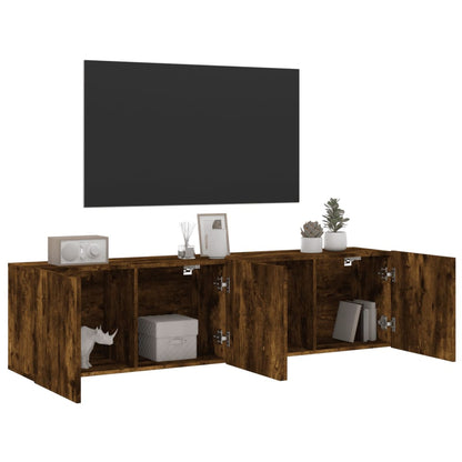vidaXL 2 Piece Wall-mounted TV Cabinet Set Smoked Oak 80x30x41 cm