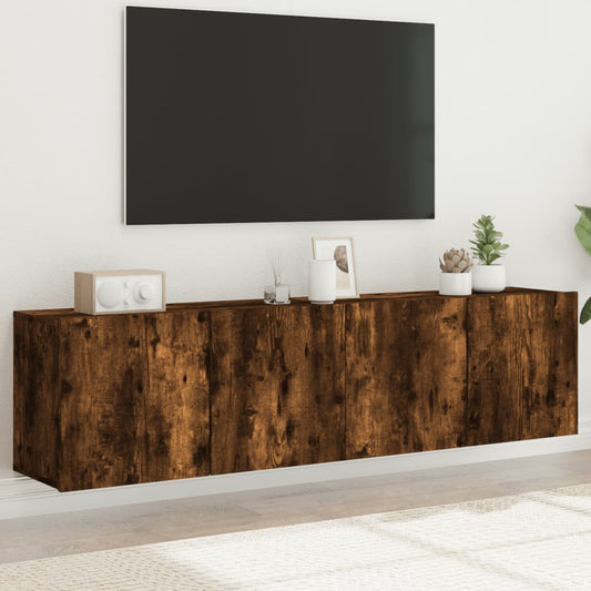 vidaXL 2 Piece Wall-mounted TV Cabinet Set Smoked Oak 80x30x41 cm