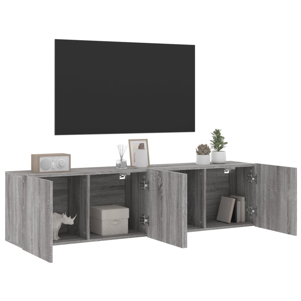 vidaXL 2 Piece Wall-mounted TV Cabinet Set Grey Sonoma 80x30x41 cm