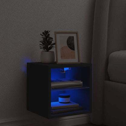 vidaXL TV Wall Cabinet with LED Lights Black 30x28,5x30 cm