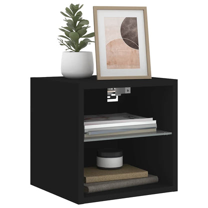 vidaXL TV Wall Cabinet with LED Lights Black 30x28,5x30 cm