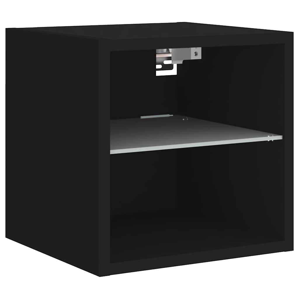 vidaXL TV Wall Cabinet with LED Lights Black 30x28,5x30 cm