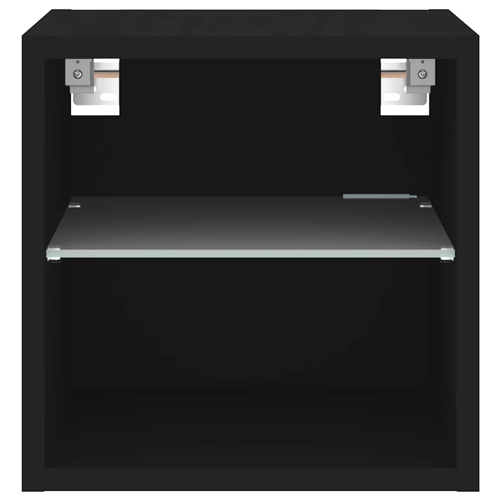 vidaXL TV Wall Cabinet with LED Lights Black 30x28,5x30 cm