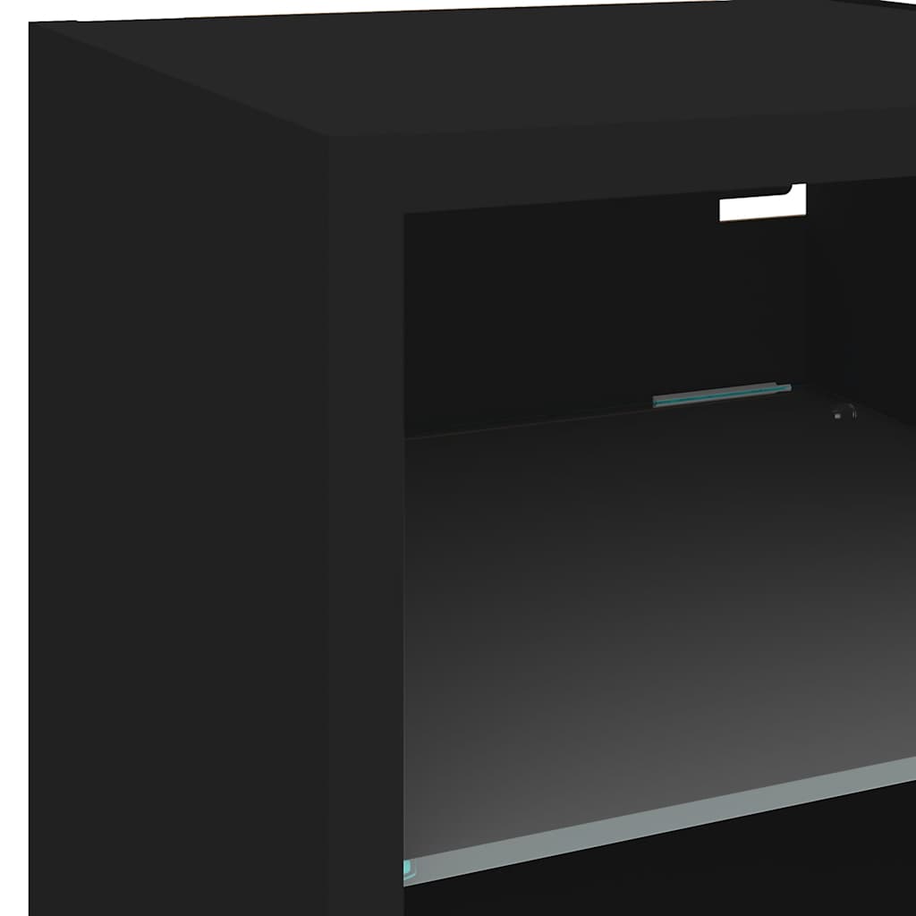 vidaXL TV Wall Cabinet with LED Lights Black 30x28,5x30 cm