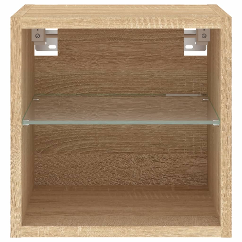 vidaXL TV Wall Cabinet with LED Lights Sonoma Oak 30x28,5x30 cm