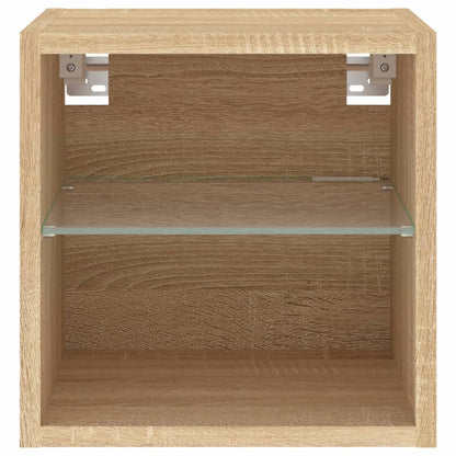 vidaXL TV Wall Cabinet with LED Lights Sonoma Oak 30x28,5x30 cm