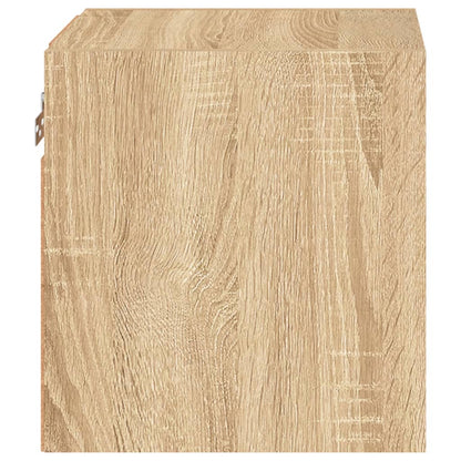 vidaXL TV Wall Cabinet with LED Lights Sonoma Oak 30x28,5x30 cm
