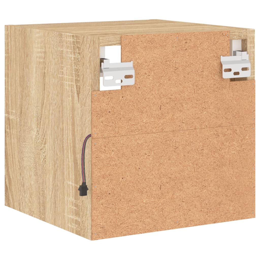 vidaXL TV Wall Cabinet with LED Lights Sonoma Oak 30x28,5x30 cm