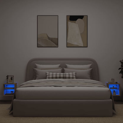 vidaXL TV Wall Cabinets with LED Lights 2 pcs Sonoma Oak 30x28,5x30 cm