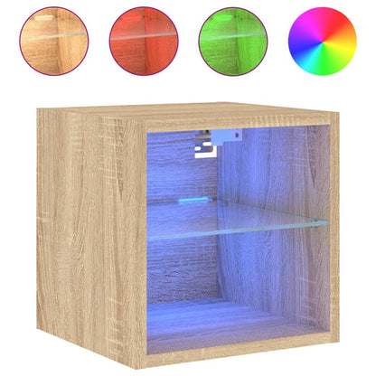 vidaXL TV Wall Cabinets with LED Lights 2 pcs Sonoma Oak 30x28,5x30 cm