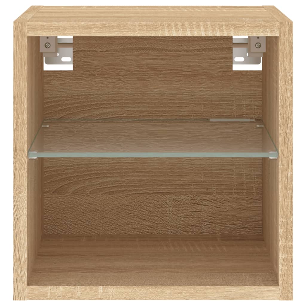 vidaXL TV Wall Cabinets with LED Lights 2 pcs Sonoma Oak 30x28,5x30 cm