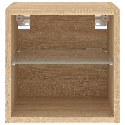 vidaXL TV Wall Cabinets with LED Lights 2 pcs Sonoma Oak 30x28,5x30 cm