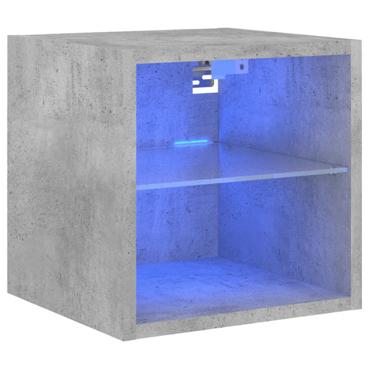 vidaXL TV Wall Cabinet with LED Lights Concrete Grey 30x28,5x30 cm