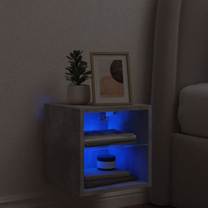 vidaXL TV Wall Cabinet with LED Lights Concrete Grey 30x28,5x30 cm