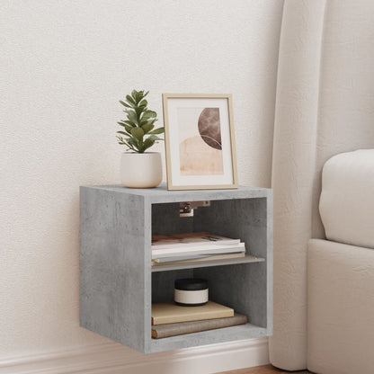 vidaXL TV Wall Cabinet with LED Lights Concrete Grey 30x28,5x30 cm