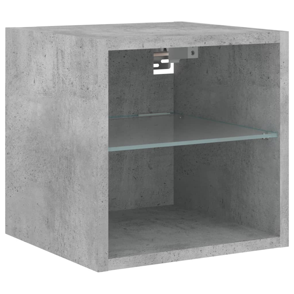 vidaXL TV Wall Cabinet with LED Lights Concrete Grey 30x28,5x30 cm