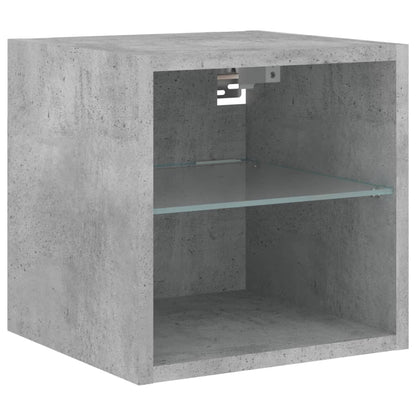 vidaXL TV Wall Cabinet with LED Lights Concrete Grey 30x28,5x30 cm