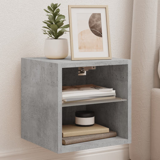vidaXL TV Wall Cabinet with LED Lights Concrete Grey 30x28,5x30 cm