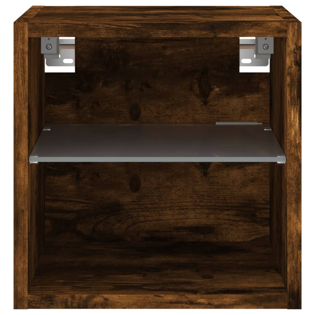vidaXL TV Wall Cabinet with LED Lights Smoked Oak 30x28,5x30 cm