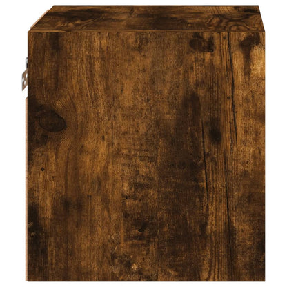 vidaXL TV Wall Cabinet with LED Lights Smoked Oak 30x28,5x30 cm