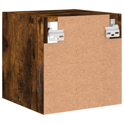 vidaXL TV Wall Cabinet with LED Lights Smoked Oak 30x28,5x30 cm