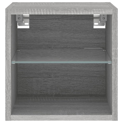 vidaXL TV Wall Cabinet with LED Lights Grey Sonoma 30x28.5x30 cm