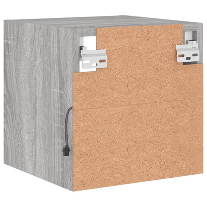 vidaXL TV Wall Cabinet with LED Lights Grey Sonoma 30x28.5x30 cm