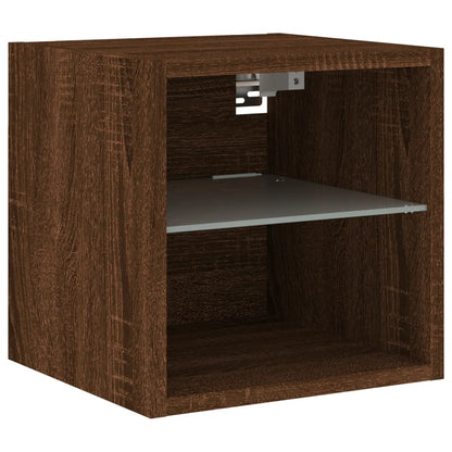 vidaXL TV Wall Cabinet with LED Lights Brown Oak 30x28,5x30 cm