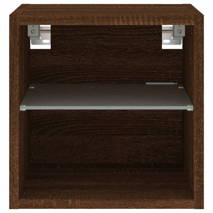 vidaXL TV Wall Cabinet with LED Lights Brown Oak 30x28,5x30 cm