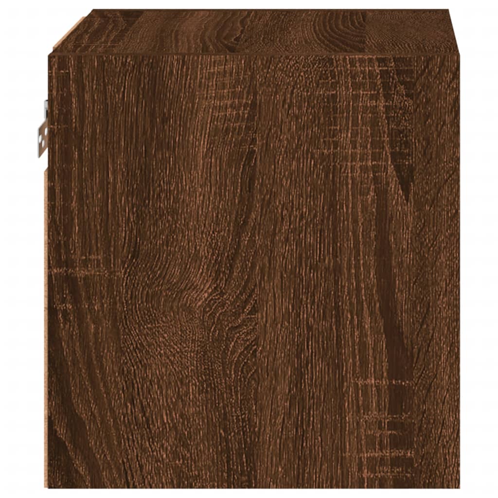 vidaXL TV Wall Cabinet with LED Lights Brown Oak 30x28,5x30 cm