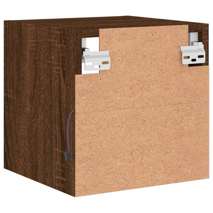 vidaXL TV Wall Cabinet with LED Lights Brown Oak 30x28,5x30 cm